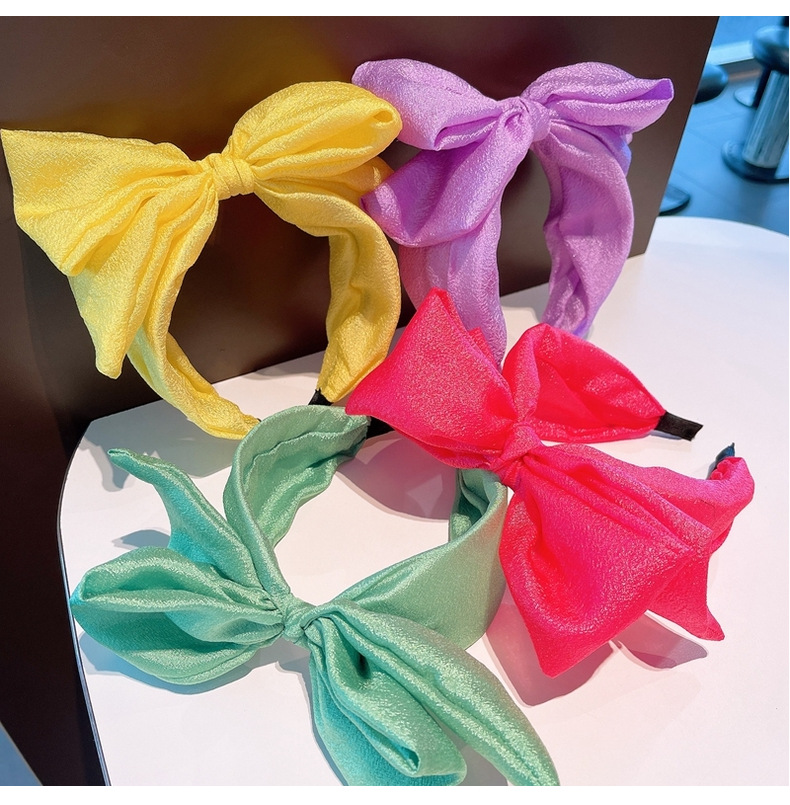 Korean Chiffon Big Butterfly Solid Color Wide-brimmed Headband display picture 17