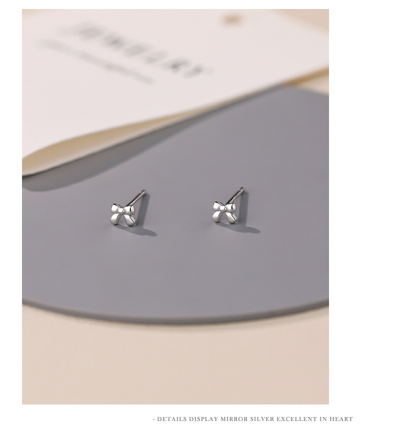 1g Weight S999 Sterling Silver Ear Needle Material 1 Pair S999 Silver 925 Sterling Silver Earrings Bow Knot Small Stud Earrings