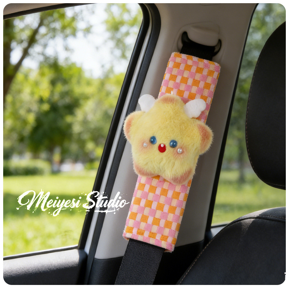 Cartoon Car Seatbelt Shoulder Pad Angel Star Car Decoration Seatbelt Protector Anti-Strangle for Women