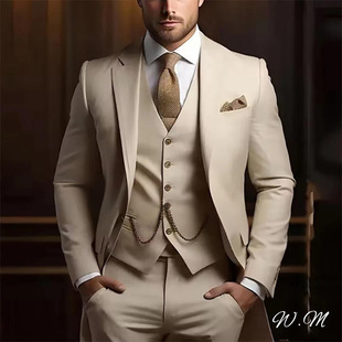 Foreign Trade Aliexpress Suit Men's Suit High-End Gentleman Temperament Slim Amazon Suit Three-Piece Suit