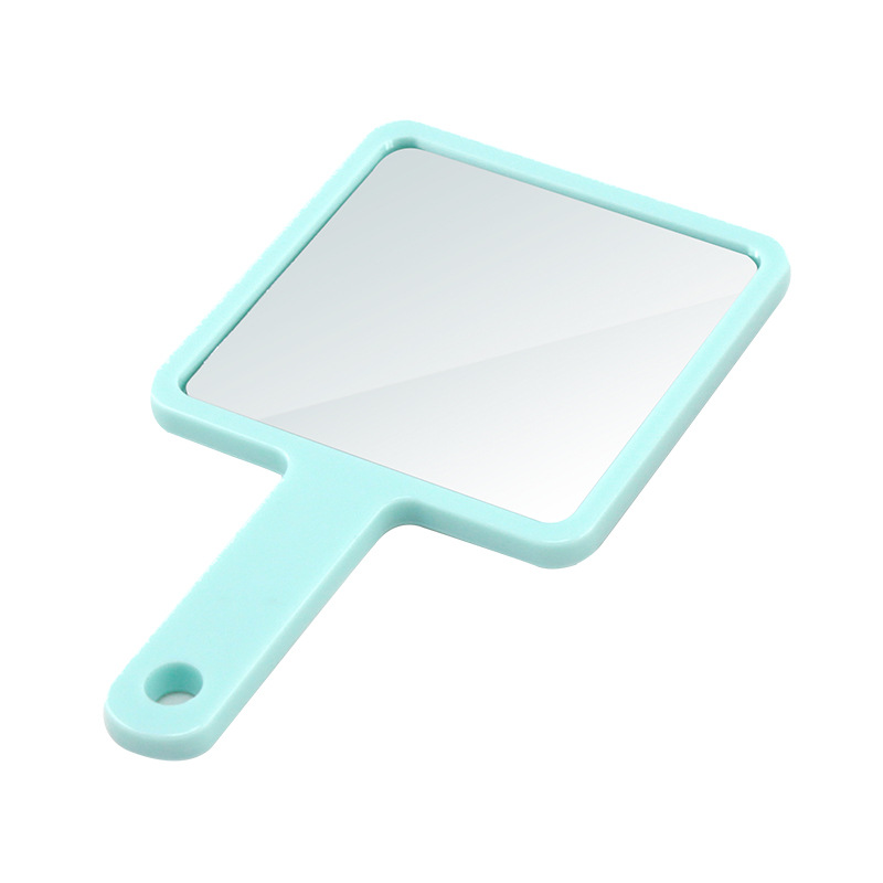 Mango espejo publicidad espejo de maquillaje plástico lindo redondo cuadrado regalo portátil espejo de maquillaje de mano