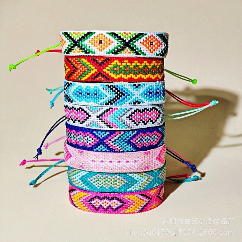 New Nepalese Ethnic Style Hand-Woven Bracelet, Fashionable Retro Symbia Colorful Friendship Bracelet Chain