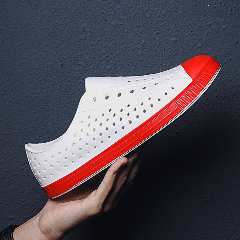 Summer Multicolor Couple's Hole Shoes Fashionable Hollow Foot Cover-toe Sandals Breathable Wading Travel Beach Shoes