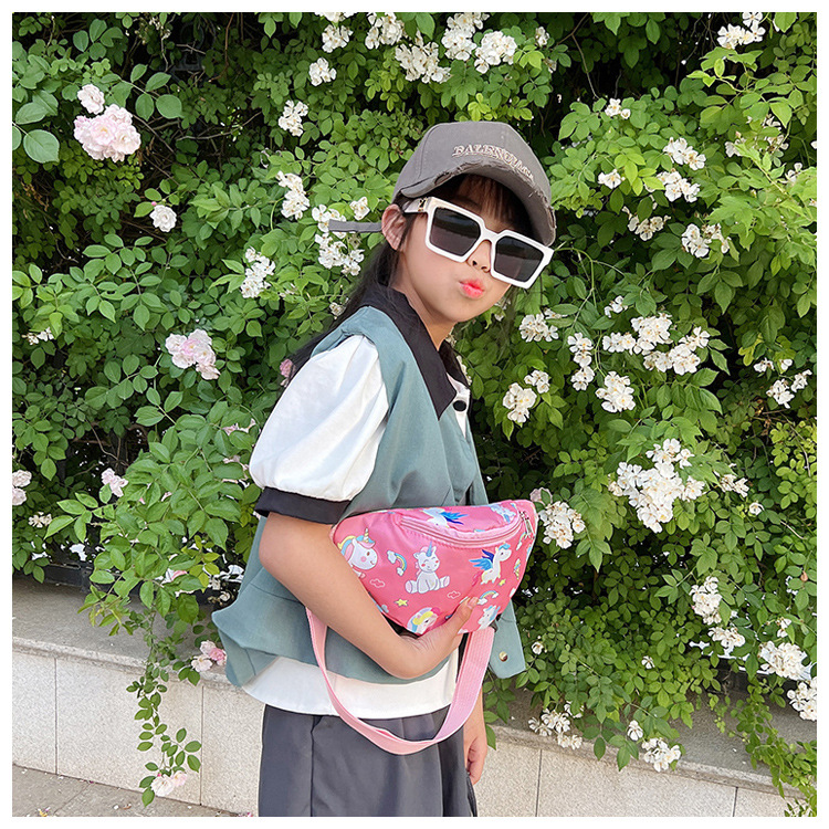 Fashionable boy and girl waist bags, trendy gift bags, children's chest bags, new cartoon dinosaur unicorn single-shoulder crossbody bags undefined