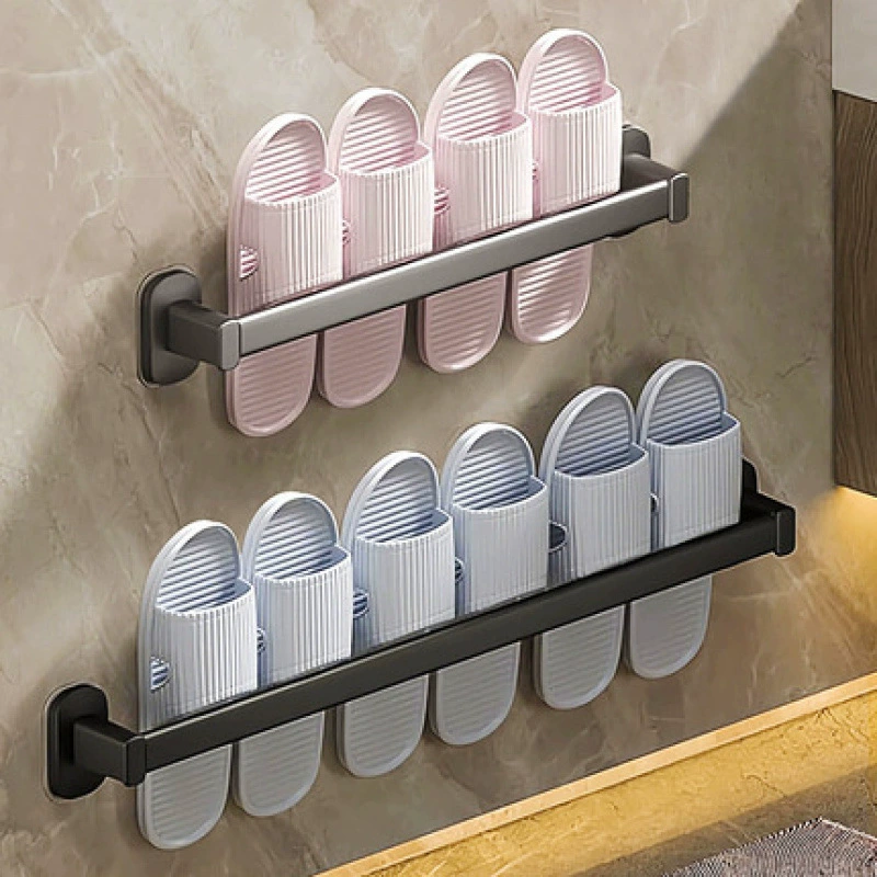 Полка для тапочек без перфорации для ванной комнаты, стеллаж для хранения в ванной комнате, настенная подвесная стойка для туалета, сливная стойка для хранения обуви