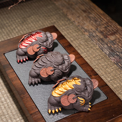 Zisha Fortune-Telling Gold Toad Tea Pet Ornament High-Quality Decorative Tea Table Accessory Tea Set Complement Ascent Toad Tea Toy