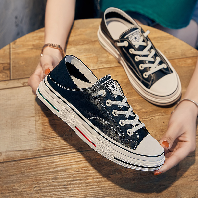 Weiße Schuhe für Damen 2023 neue lässige Sneakers aus weichem Leder in trendigen Eins-zu-Eins-Damenschuhen mit zwei Tragemöglichkeiten_voghion.com