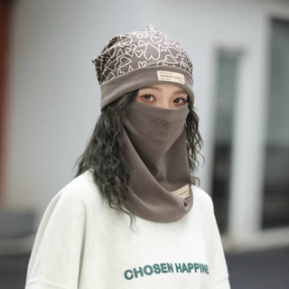 冬天帽子套头帽围脖套装加绒加厚男士防风面罩保暖头套骑行围脖女