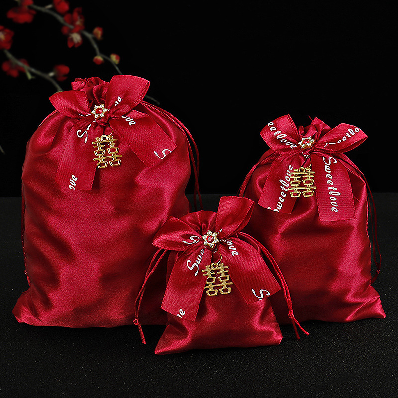喜糖袋丝绒袋子礼盒装婚庆喜糖盒结婚婚礼糖果盒创意束口手提布袋