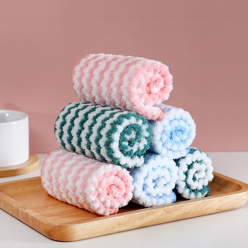 Cationic dishcloth kitchen cloth oil-proof water-absorbent non-falling hair household cleaning scouring pad wholesale 