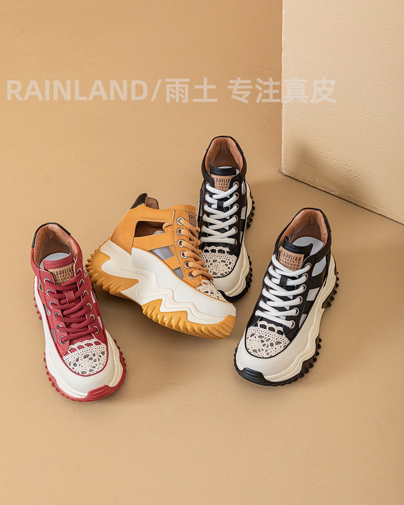 Chaussures en cuir à tube haut pour femmes Sandales creuses pour femmes 2023 été nouvelle tendance chaussures de sport et de loisirs respirantes à semelles épaisses_voghion.com