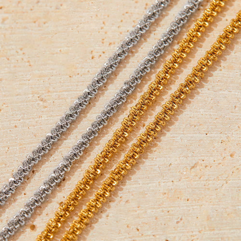 Stainless Steel Material Solid Color Pattern PVD Coated Real Gold Plated Solid Color Stainless Steel Simple Style Waterproof Non Tarnish Necklace