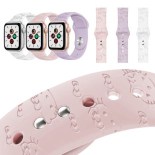 New Suitable for apple watch apple Strap Laser Embossed Strap Cartoon Printed Silicone Strap