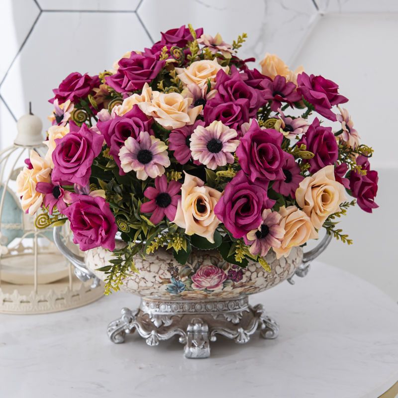 Fake Flower Decoration Artificial Flower Ornaments Living Room Dining Table Bedroom European Style Fake Flower Set Potted Flowers and Plants Bonsai Wedding