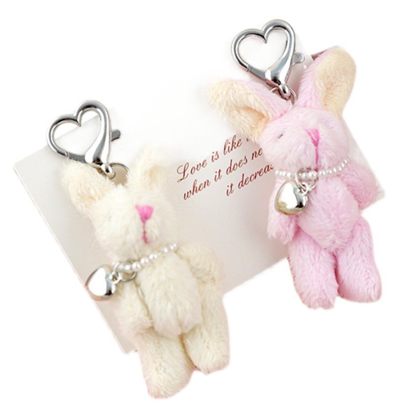 Corea del Sur ins hecho a mano Rosa conejo amor coche bolsa colgante llavero AirPods colgante linda chica