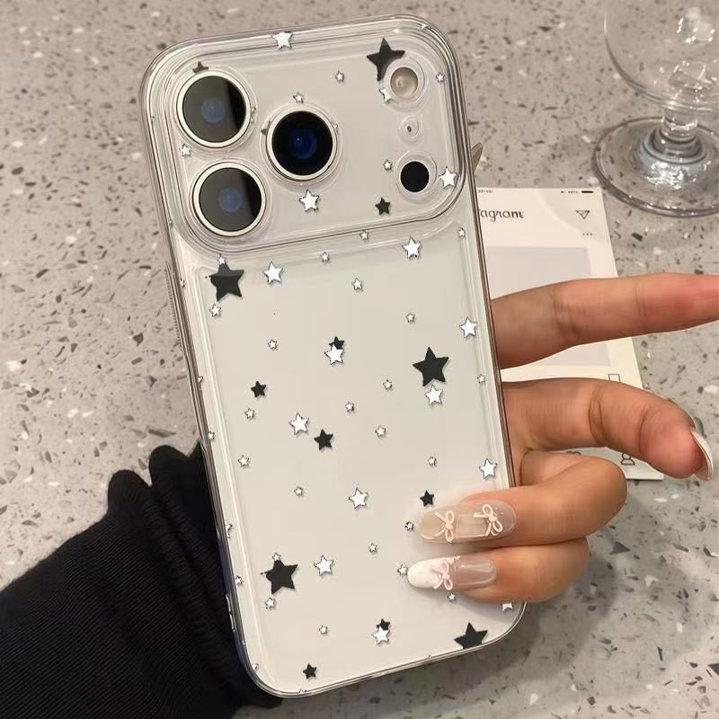 Black and White Stars Are Suitable for Apple 16 15 14 17Promax Transparent 11 Mobile Phone Case 7/8Plus Soft Case 17 Black and White Stars Are Suitable for Apple 16 15 14 17Promax Transparent 11 Mobile Phone Case 7/8Plus Soft Case 17