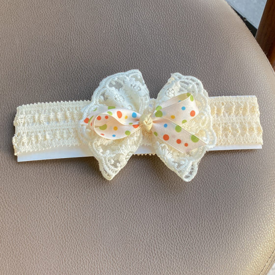 New fresh sweet princess hair accessories polka dot baby girl year-old mesh bow hair band baby headdress