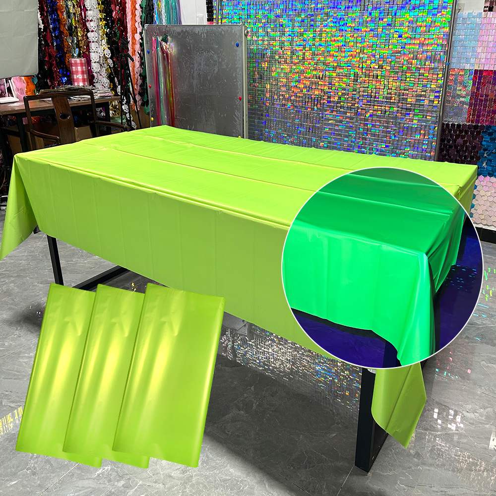 Cross-Border Macaron Fluorescent Tablecloth Holiday Party Decoration Tablecloth Disposable Party Tablecloth Birthday Party Layout