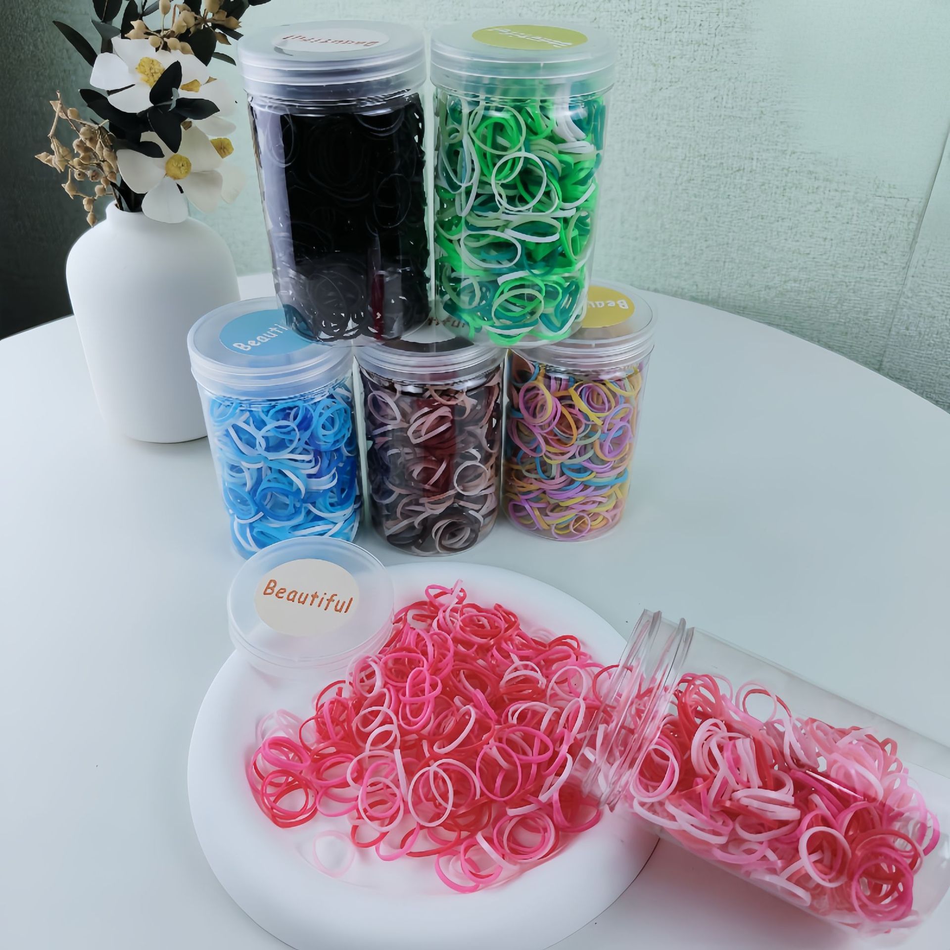 Nuevos niños enlatados desechables banda de goma no lesionar joyas de anillo de cabello accesorios de alta elasticidad trenzada elástica banda de goma de cabello