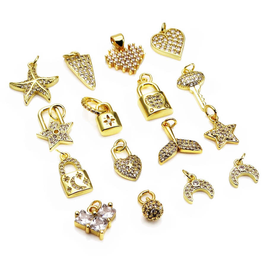 DIY Jewelry Accessories Classification 1 Piece Quantity Copper Material 1 Piece Copper Zircon Star Heart Shape Fish Tail Pendant