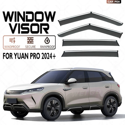 window visor, Rain shield - standard-packaging-without-logo-4pcs-byd-yuan-pro-mk2-2024-pc-rain-visors-with-bright-trim
