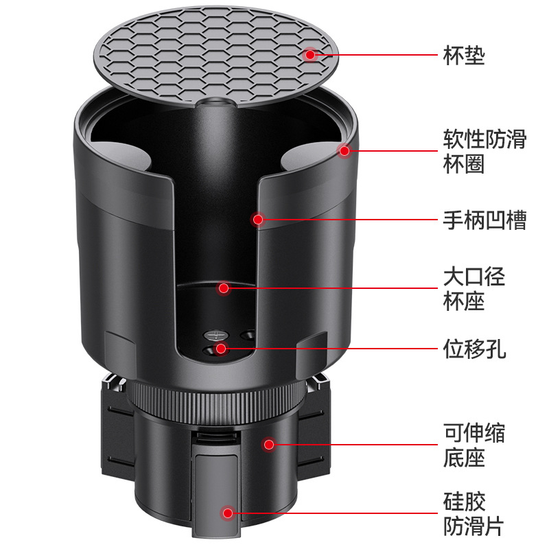 Qìchē Large Car Cup Holder Multifunctional Drink Holder Expander (Car cup holder/beverage holder) - original-car-black-114114164cm