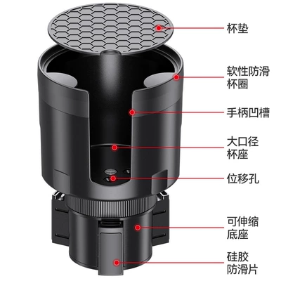 Cross-Border Large Car Cup Holder Multifunctional Cup Limiter Drink Holder Storage Rack Car Cup Holder Expander (Car cup holder/beverage holder) - black-114114164cm