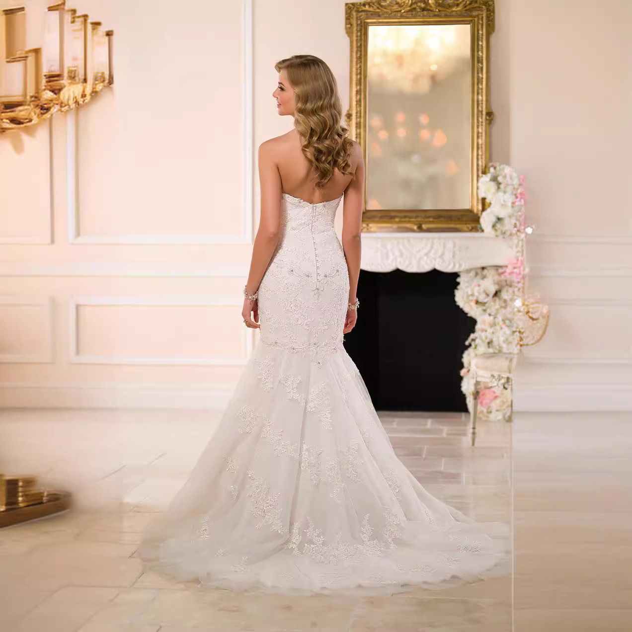 New Wedding Dress Export Fishtail Tail Wedding Dress Tube Top Large Size Lace Slim Bridal Wedding Dress Slimming Look 2025 Summer