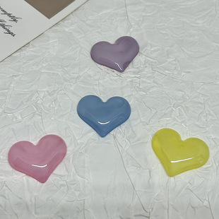 27*23mm Jelly Color Cartoon Printed Heart Patch DIY Jewelry Hairpin Bag Shoe Buckle Mobile Phone Case Accessories