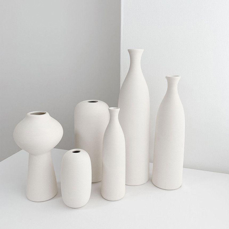 Estilo nórdico ins florero de Cerámica Blanca Flor seca tienda de ropa decoración estilo silencioso arte sala de estar decoración suave