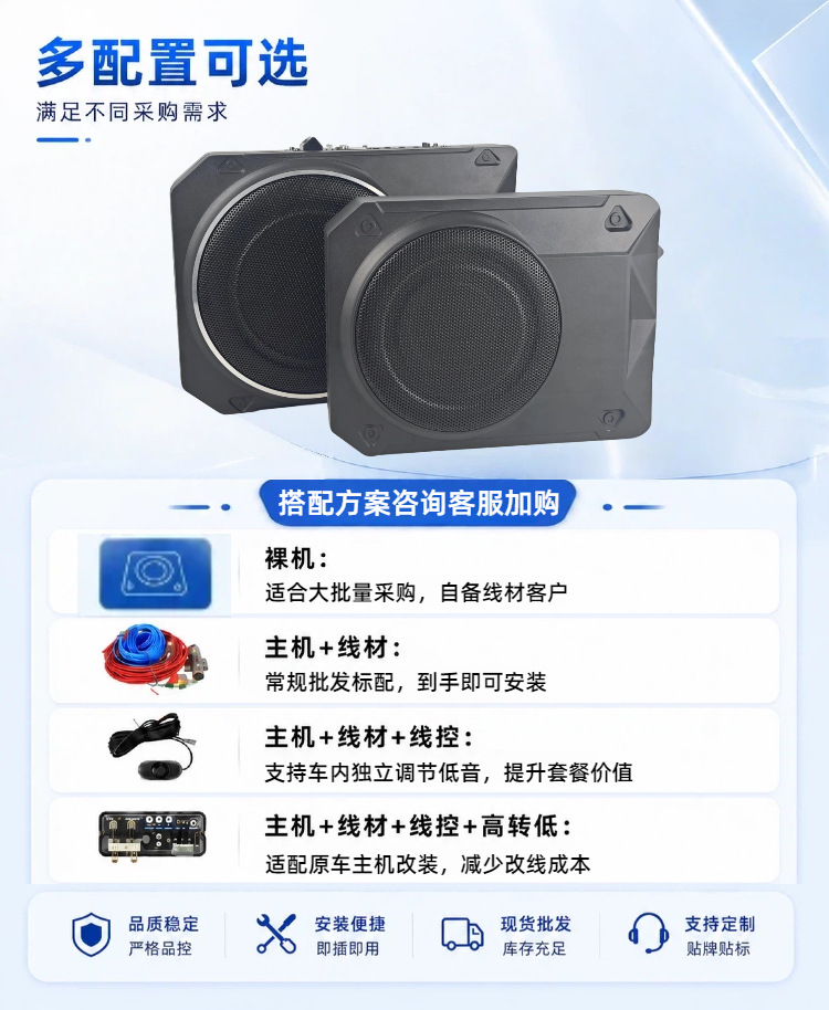 Source Factory Car Subwoofer 10inch Ultra-Thin Active Under-Seat Pure Bass Car Audio Modification Wholesale