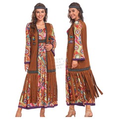 Zhumei Love Halloween Costume Retro 1970s Disco Hippie Performance Costume Character Stage Wear