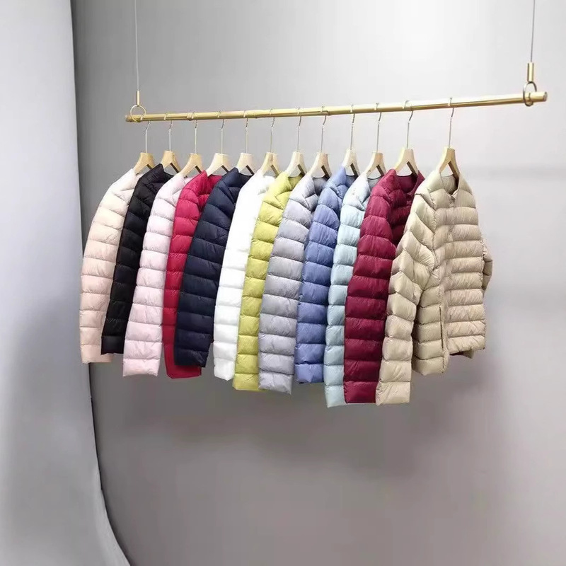 2025 New Off-Season Lightweight Round Neck down Jacket Women's Warm Liner Short Large Size Outwear Autumn and Winter Women's Collarless