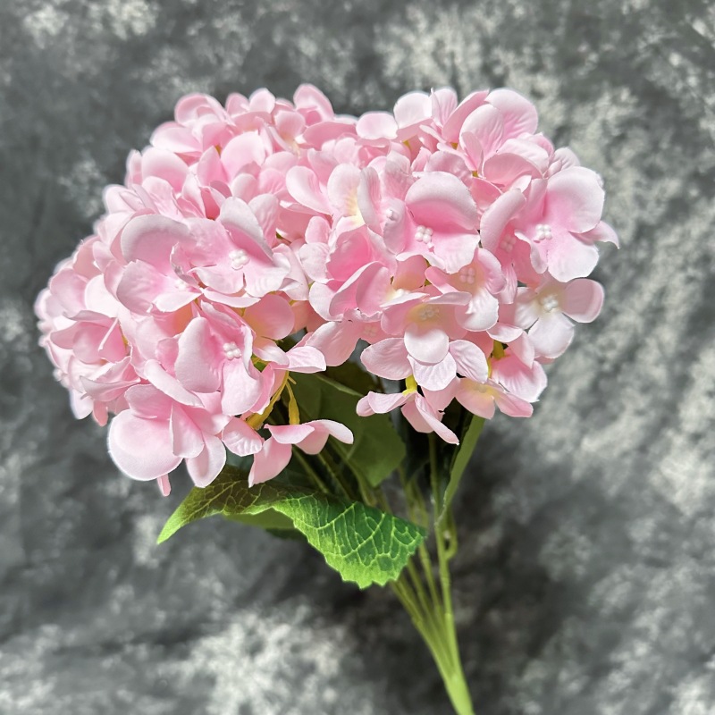 Mallorca artificial flor 5-cabeza hortensia hogar decoración de la boda de la flor de la pared arreglo paquete 5-tenedor hortensia grande tela de seda flor falsa