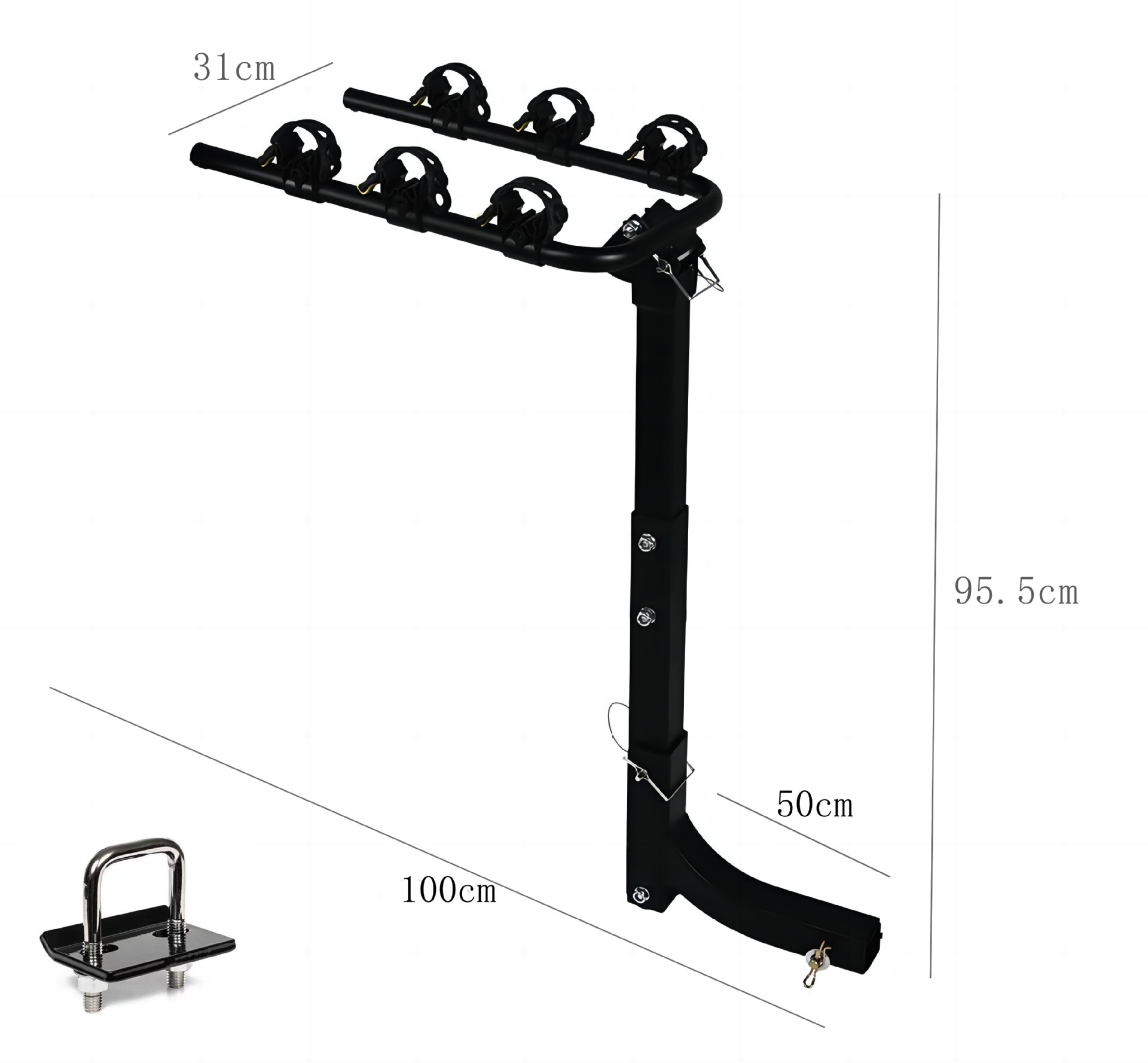 Car rear-mounted trailer rack, vehicle-mounted bicycle metal luggage rack, universal rear foldable bicycle rack