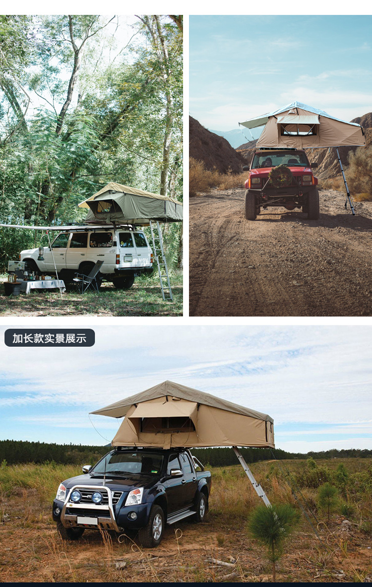 Car Roof Top Tent, Soft-Top Fabric Tent, Quick-Open Camping Long-Style Car Roof Tent