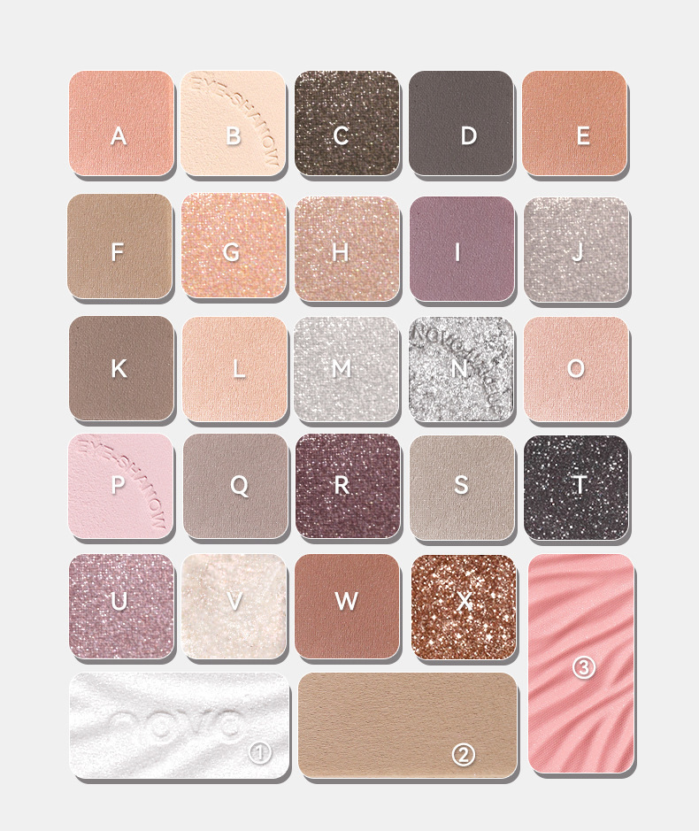 NOVO's new 27-color makeup palette features low saturation, pearlescent, matte, and high-gloss contour blush and eyeshadow. One palette is multi-functional and costs 5880 undefined