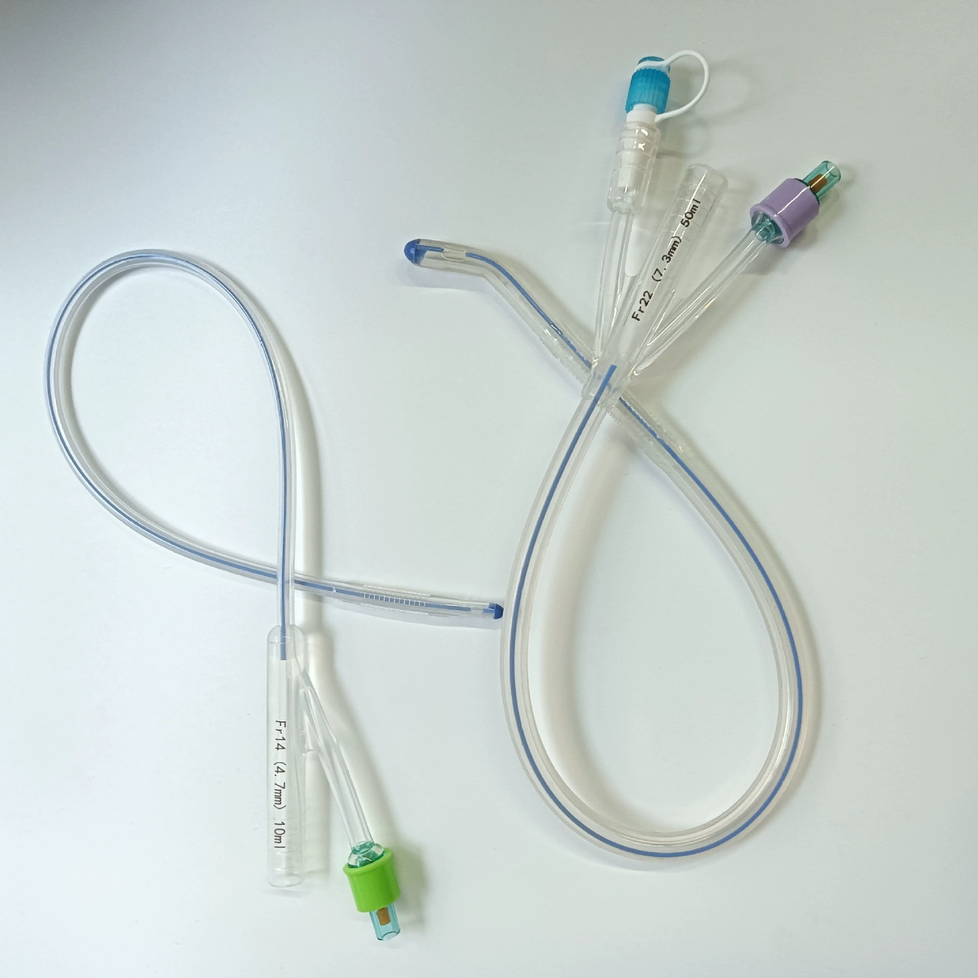 Прямой круглый силиконовый катетер Фолея FR8-24 одноразовый катетер для гематурии двусторонний