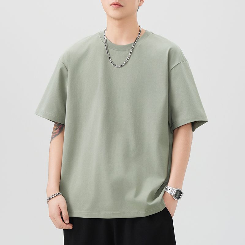 Danbaoni | Hong Kong Style Solid Color Summer Heavyweight 260g Men's Short-Sleeve Loose Casual Simple Seamless Breathable New.