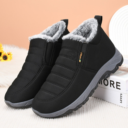 Winter women's cotton shoes plus velvet to prevent cold and warm hiking shoes, waterproof and non-slip, middle-aged and elderly slip-on mother's shoes on behalf of