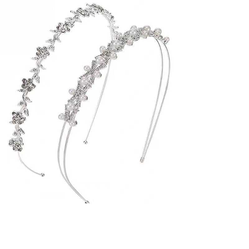 Coreano Boda nupcial cristal flor fina diadema flor diamante con incrustaciones de perlas accesorios para el cabello diadema joyería tocado transfronteriza