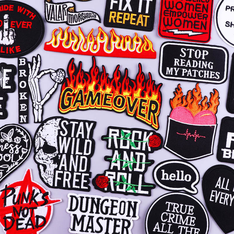 Factory direct punk flame embroidery cloth stickers spot new with adhesive DIY fashion jacket embroidery patch Factory direct punk flame embroidery cloth stickers spot new with adhesive DIY fashion jacket embroidery patch