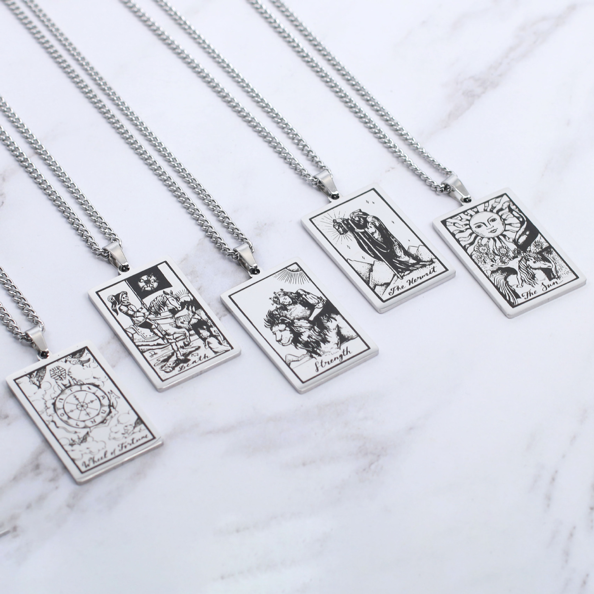 Retro Tarot Stainless Steel Titanium Steel Plating Necklace display picture 3