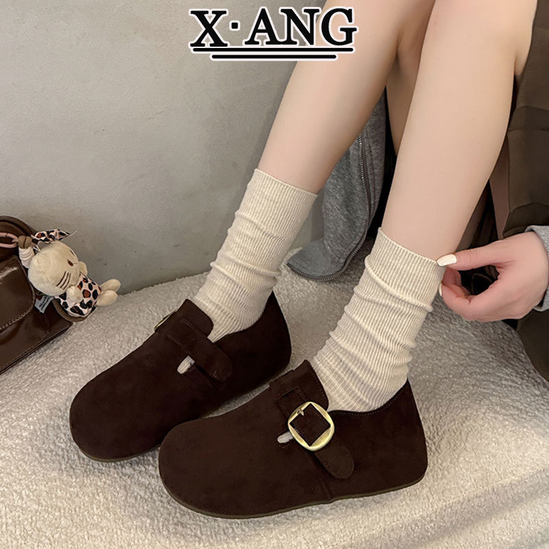 牛皮版内增高女鞋全包勃肯鞋2025秋季新款一脚蹬单鞋休闲乐福鞋子|undefined