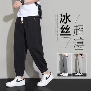 冰丝休闲裤男士潮2025新款夏季薄款卫裤运动男款九分速干裤子批发
