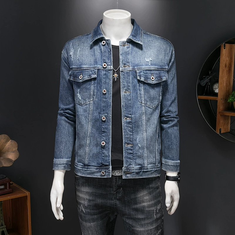 Мужской джинсовый жакет, худи, Slim Fit, 2023