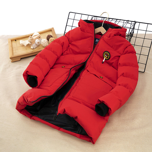 New winter style boys' down jackets, medium and large style children's clothing, children's thickened cotton coats, medium and long jackets for boys and girls