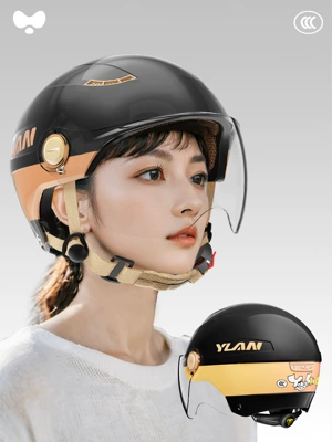 Motosiklet kaskı (dəbilqə) | Winter Half Helmet Battery Vehicle - 3c-gilded-black-hd-short-lens-class-a-new-national-standard-one-size-fits-all