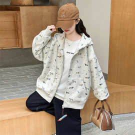 女童春秋款韩版休闲连帽棒球服外套中大童小女孩洋气卫衣儿童秋装