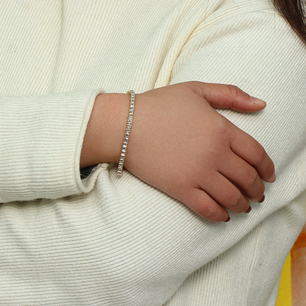 Fashion Square Stainless Steel Plating Inlay Zircon Bracelets Necklace